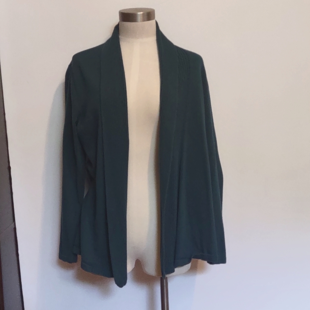 Talbot's Open Front Long Sleeve Cardigan Size Large Green - Picture 2 of 5